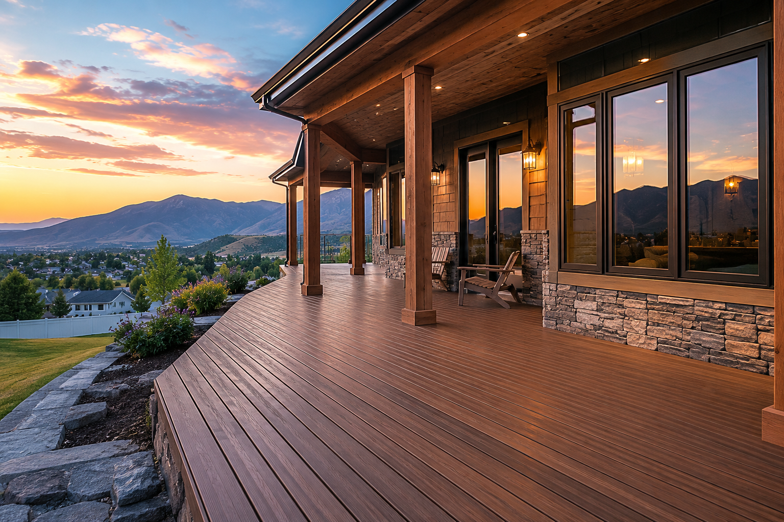 Wood porch treated with SparkleTuff Anti-Slip