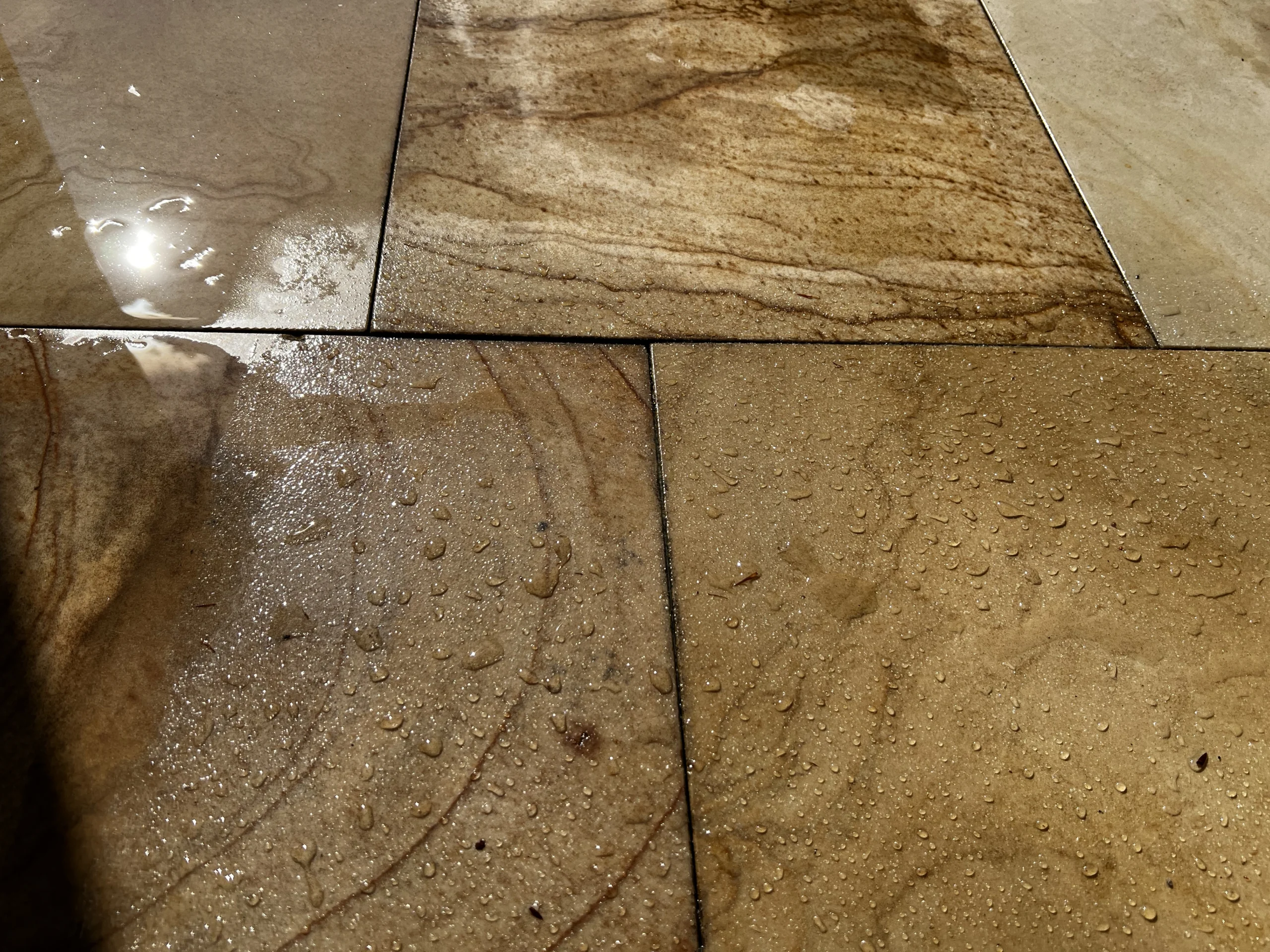 SparkleTuff-treated patio pavers alongside untreated pavers